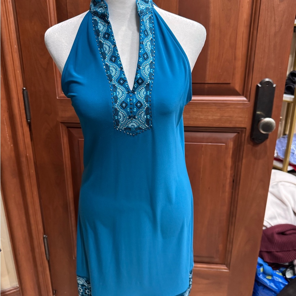 White House Black Market Teal Embellished Dress